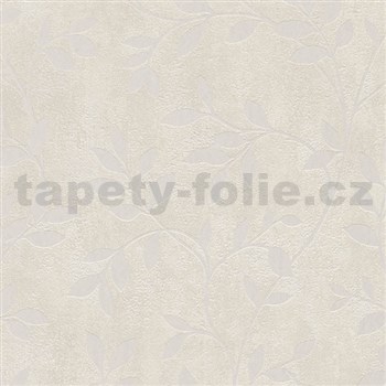 Vliesové tapety na zeď IMPOL lístky metalické na krémovém podkladu