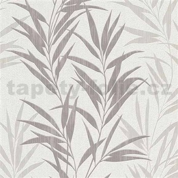 Vliesové tapety na zeď Mix Up bambusové listy šedé a bílé