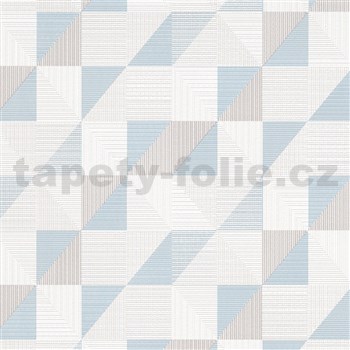 Vliesové tapety na zeď IMPOL Finesse trojúhelníky modro-šedé