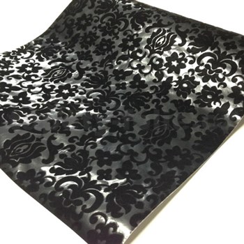 Samolepící velurová tapeta ornament černý 45 cm x 5 m - POSLEDNÍ METRY