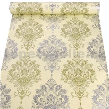 Samolepící tapety zámecký vzor stříbrnýna žlutém podkladu 45 cm x 10 m