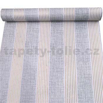 Samolepící tapety pruhy zlato-šedé 45 cm x 10 m