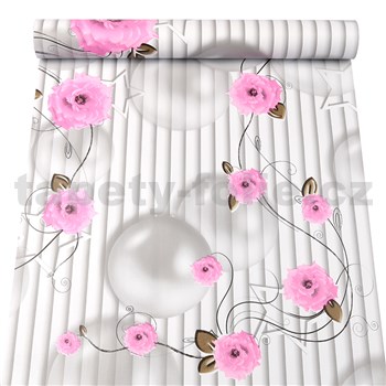 Samolepící tapety květy s perlami 45 cm x 10 m