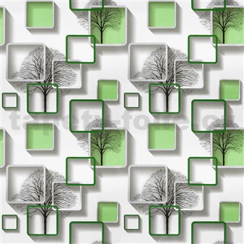 Samolepící tapety stromy s rámečky s 3D efektem zelené 45 cm x 10 m