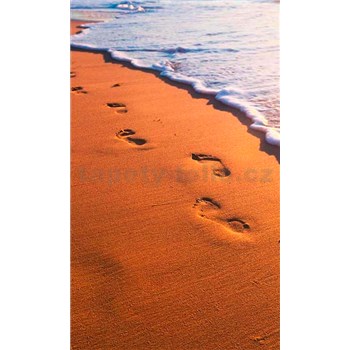 Vliesové fototapety stopy na pobřeží rozměr 150 cm x 250 cm
