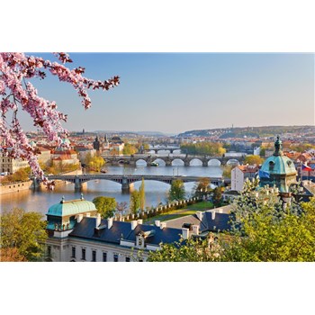 Vliesové fototapety jarní Praha rozměr 375 cm x 250 cm - POSLEDNÍ KUSY