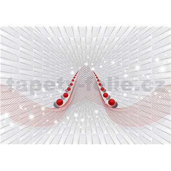 Vliesové fototapety 3D abstrakt bílo-červený rozměr 368 cm x 254 cm - POSLEDNÍ KUSY