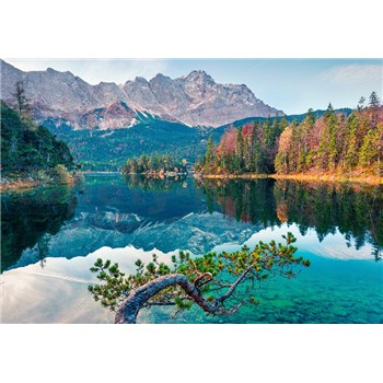 Vliesové fototapety jezero Eibsee rozměr 368 cm x 254 cm