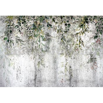 Vliesové fototapety betonová zeď s popínavými rostlinami rozměr 368 cm x 254 cm