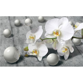 Vliesové fototapety orchidej s perlami rozměr 416 cm x 254 cm