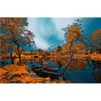 Vliesové fototapety řeka na podzim rozměr 375 cm x 250 cm