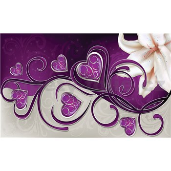 Fototapety srdce fialové s lilií rozměr 368 cm x 254 cm