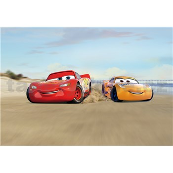 Fototapety Disney Cars Mc Queen a Cruz Ramirez závod na pláži rozměr 368 cm x 254 cm