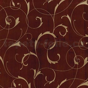 Samolepící tapety se zlatým ornamentem na dřevěném podkladu 90 cm x 15 m