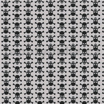 Samolepící tapety lebky černo-šedé 45 cm x 15 m