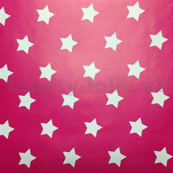 Samolepící tapety hvězdičky růžový podklad 45 cm x 15 m - 3,5 cm velikost hvězdičky