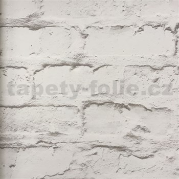 Vliesové tapety na zeď Wood´n Stone cihlová zeď bílo-hnědá