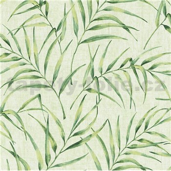 Vliesové tapety na zeď Greenery palmový list zelený na zeleném podkladu