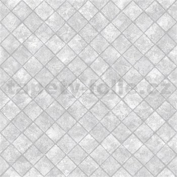 Vliesové tapety na zeď Hexagone čtverce šedé s lesklým efektem - POSLEDNÍ KUSY
