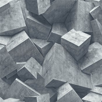 Vliesové tapety na zeď Hexagone 3D kostky světle šedé