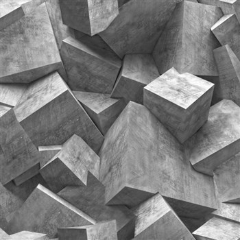 Vliesové tapety na zeď Hexagone 3D kostky šedé