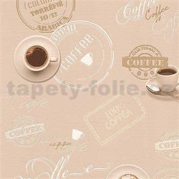Vinylové tapety na zeď Il Decoro vzor káva na hnědém podkladu