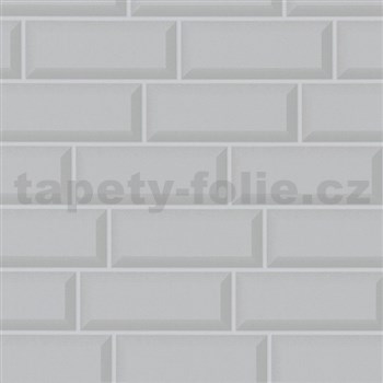 Vliesové tapety na zeď Imagine 3D obklad šedý s lesklým povrchem