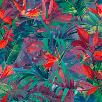 Vliesové tapety na zeď IMPOL Jungle Fever - listy červeno-zelené