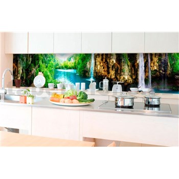 Samolepící tapety za kuchyňskou linku vodopády v lese rozměr 350 cm x 60 cm - POSLEDNÍ KUSY