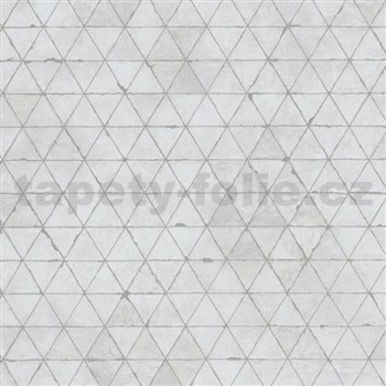 Vliesové tapety na zeď IMPOL Kylie trojúhelníky bílé s metalickou spárou