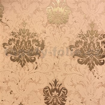Vliesové tapety na zeď La Veneziana 3 zámecký vzor damašek zlatý na cihlovém podkladu - POSLEDNÍ KS