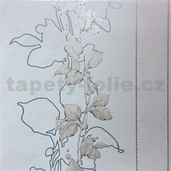 Vliesové tapety na zeď La Veneziana 3 stonky listů na šedém podkladu