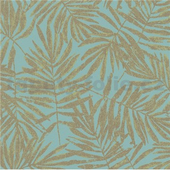 Vliesové tapety na zeď La Veneziana 4 kapradí zlaté na zeleném podkladu