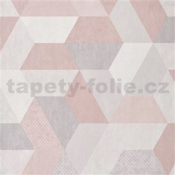 Vliesové tapety na zeď IMPOL Loft hexagony šedo-růžové
