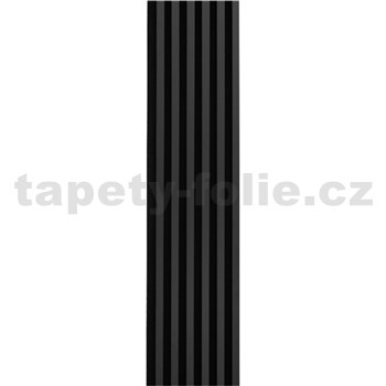 Dekorační panely černý mat 3D lamely na filcovém podkladu 270 x 30 cm