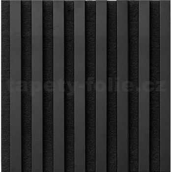 Dekorační panely černý mat 3D lamely na filcovém podkladu 30 x 30 cm