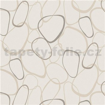 Vliesové tapety na zeď IMPOL Gina oválky hnědo-krémové s třpytkami