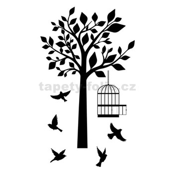 Samolepky na zeď ptáci a strom