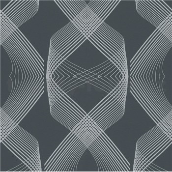 Vliesové tapety na zeď Natalia 3D geometrický vzor stříbrný na černém podkladu - POSLEDNÍ KUSY