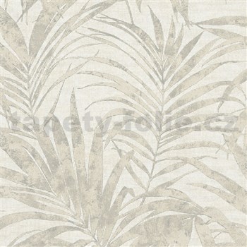 Vliesové tapety na zeď IMPOL IVY palmové listy hnědé na krémovém podkladu