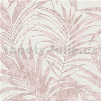 Vliesové tapety na zeď IMPOL IVY palmové listy růžové na bílém podkladu