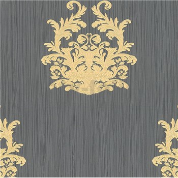Vliesové tapety na zeď Nobile ornamenty zlaté na šedém podkladu - POSLEDNÍ KUSY