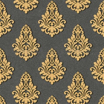 Vliesové tapety na zeď Nobile zlatý ornament na černém podkladu šíře 0,70m - POSLEDNÍ KUSY