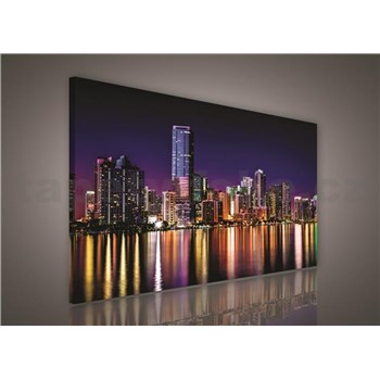 Obraz na plátně noční velkoměsto 100 x 75 cm