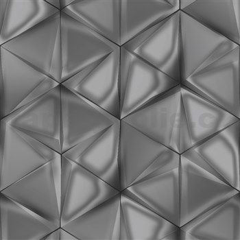 Vliesové tapety na zeď IMPOL Onyx 3D hexagony šedo-stříbrné