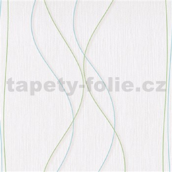 Papírové tapety na zeď IMPOL Papillon vlnovky s pruhy modro-zelené