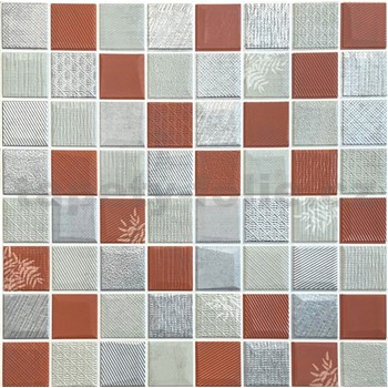 Samolepící pěnové 3D panely rozměr 70 x 70 cm, mozaika červeno-stříbrná