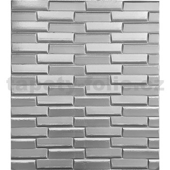 Samolepící pěnové 3D panely rozměr 70 x 77 cm, 3D obklad stříbrný