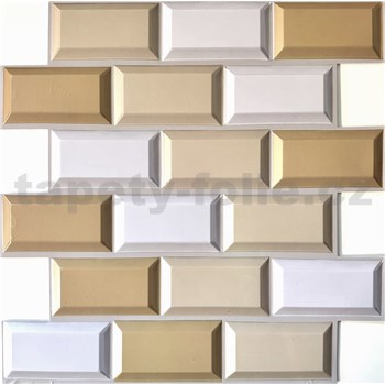 Samolepící PVC 3D panely obklad béžovo-bílý rozměr 30 x 30 cm - POSLEDNÍ KUSY