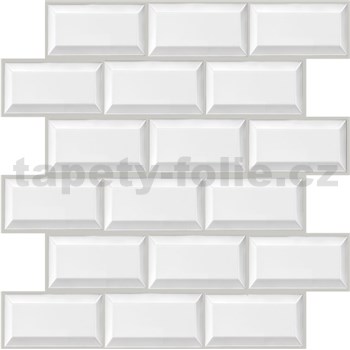 Samolepící pěnové 3D panely rozměr 30 x 30 cm, 3D obklad bílý s šedou spárou